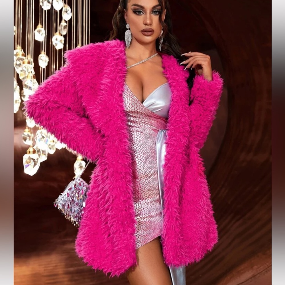 Shein Pink Furry Coat